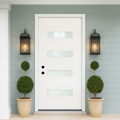 Blanc 36 po X 80 po Porte d'entrée avec ensemble de cadre en verre et vinyle Forst