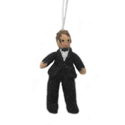 Hand-Knit Groom Hanging Figurine Ornament