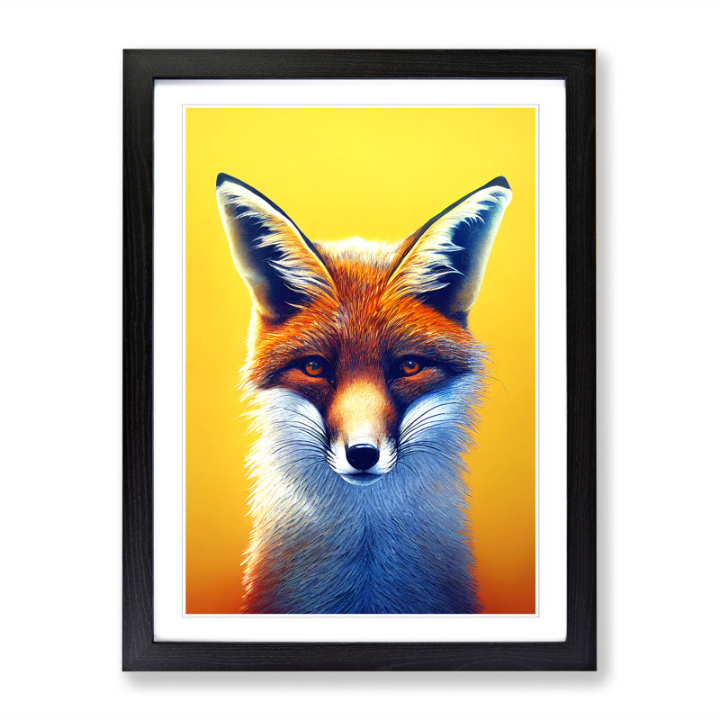 FRM-V0523-1042X Fox Surrealism - Single Picture Frame Print, 46cm H x 34cm W x 2cm D, Black Framed