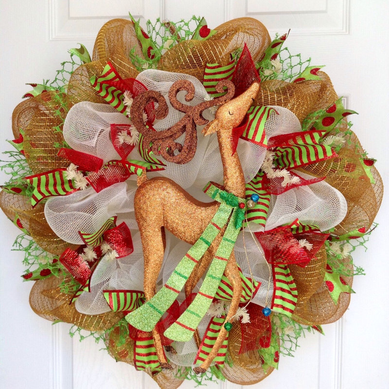 Couronne de Noël avec renne scintillant