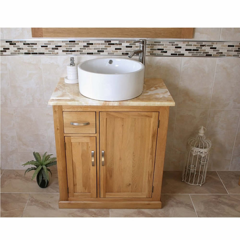 Deluna 750mm Single Bathroom Vanity with Vessel Ceramic Basin, Cream