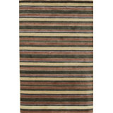 5x8 Multicolor Hand-Knotted Wool Harmonic Earth Tones Striped Modern Contemporary Carpet Rug