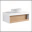 Meuble-lavabo flottant mural de 36 pouces avec lavabo vasque blanc brillant, rangement ouvert et conception durable et résistante à l'humidité pour les salles de bain modernes-1327074982