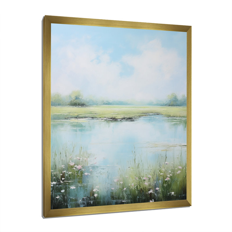 «Meadow Tranquil Waters I», reproduction d'art sur toile Meadow, Cadre photo doré, H 40 po x l 30 po