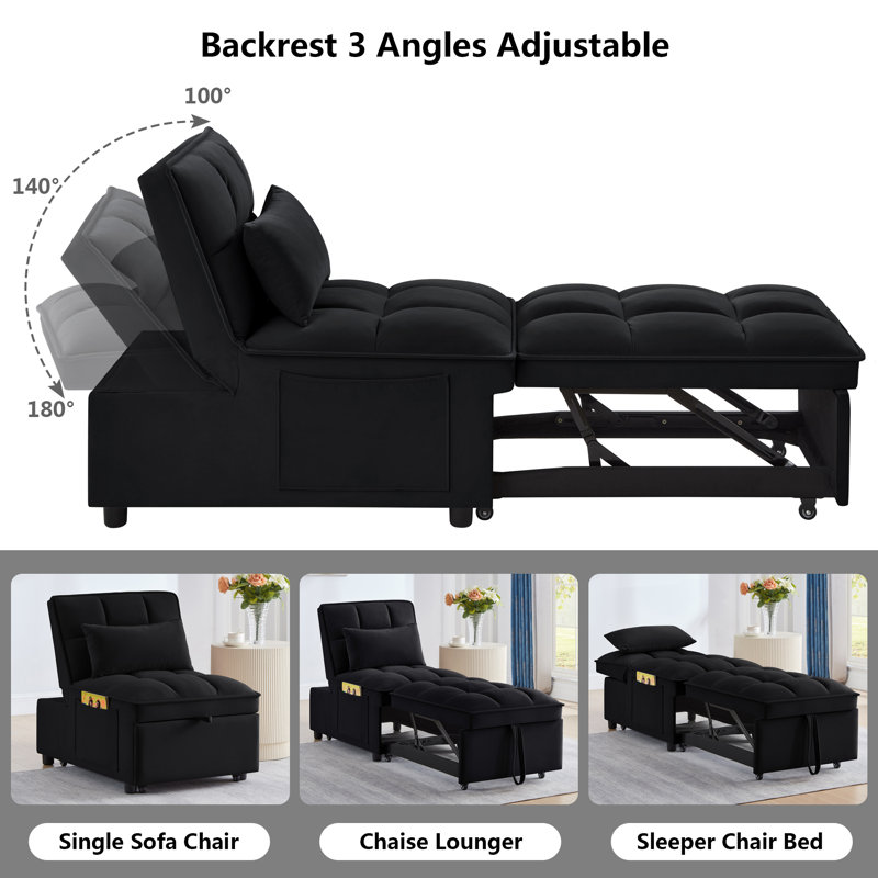 Jamayel Velvet Accent Chair, Black Velvet
