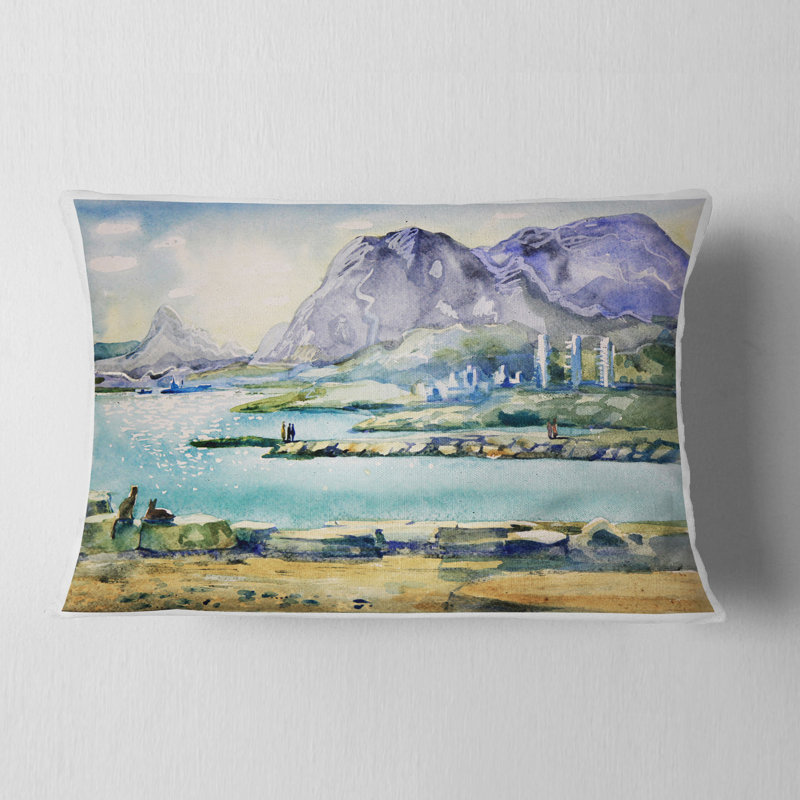 Coussin lombaire Landscape Watercolor Hills