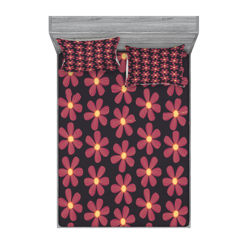 Microfiber Paisley Sheet Set, Queen Sheet Set with Fitted Sheet, Ornamental Flowers Paisley