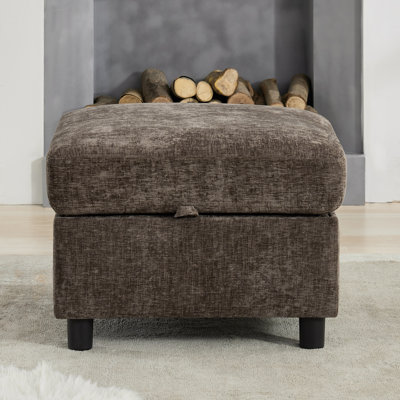 25.6” Wide Square Storage Ottoman Module For Modular Sectional Sofa, Chenille