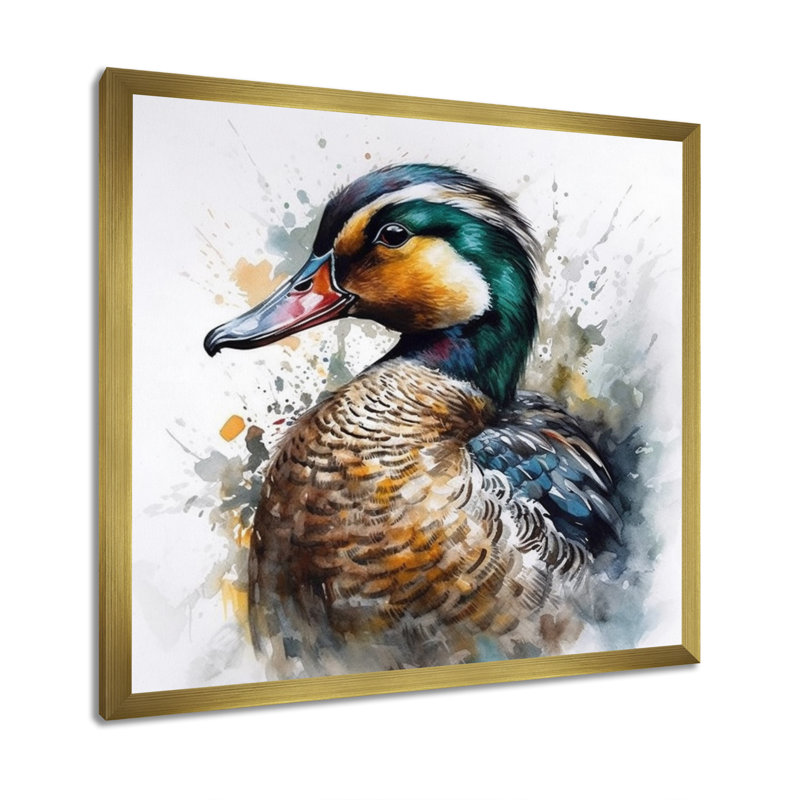 Magnifique canard mâle III - impression, H 30 po x l 30 po x P 1 po, Cadre flottant doré