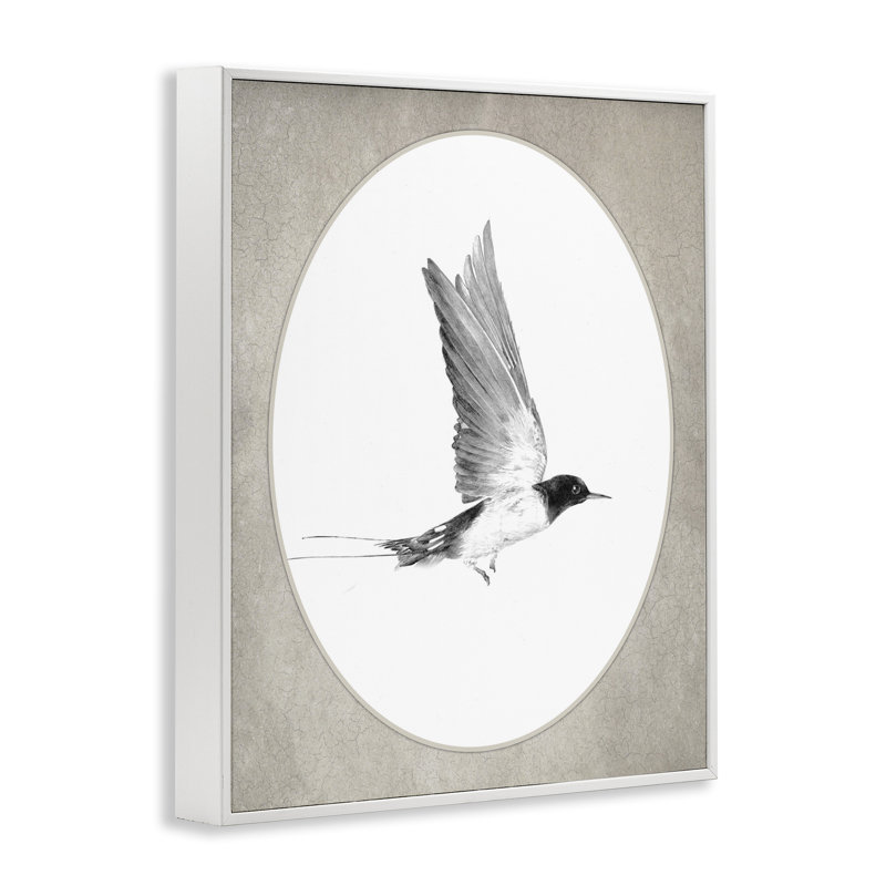 Oiseau en vol, giclée encadrée, design avec lettres et doublure, Giclée encadrée blanc bord de mer, H 30 po x l 24 po