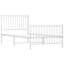 Metal Bed Frame with Headboard and Footboard White-1949012250