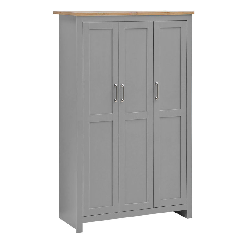 Aquitaine 3 Door Manufactured Wood Wardrobe, Grey
