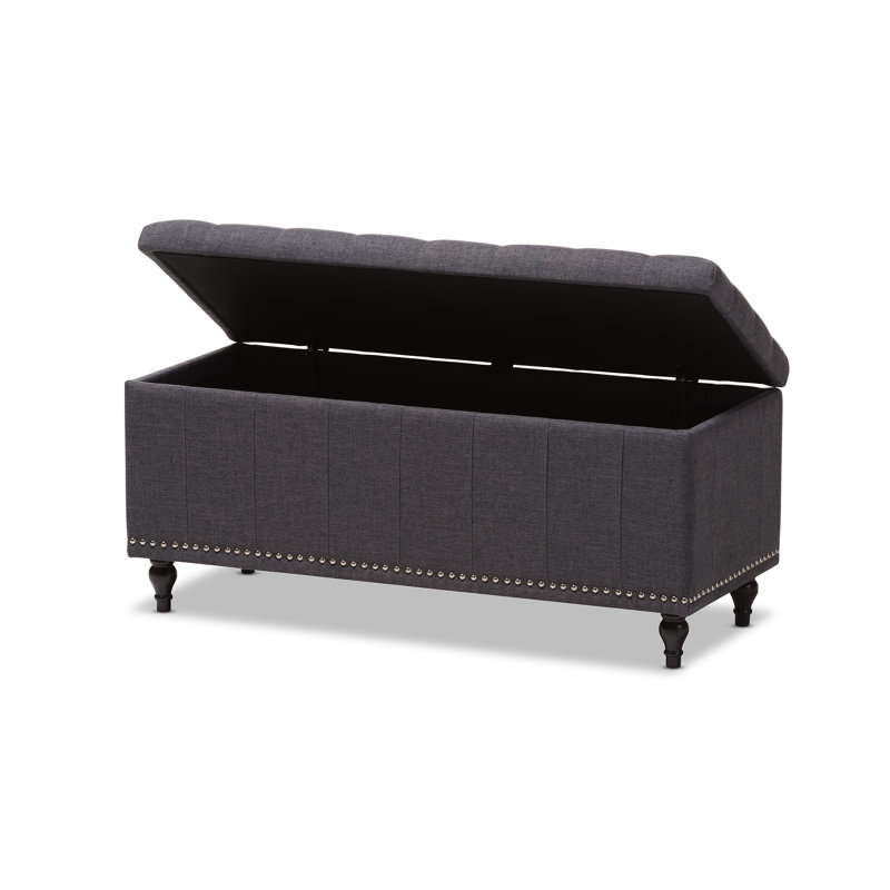 Mirdza Upholstered Ottoman, Dark Gray