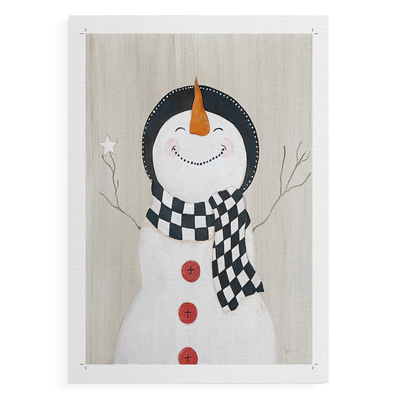 Festive Snowman II - Impression sur toile seulement - NON-CADRE, H 27 po x l 18 po