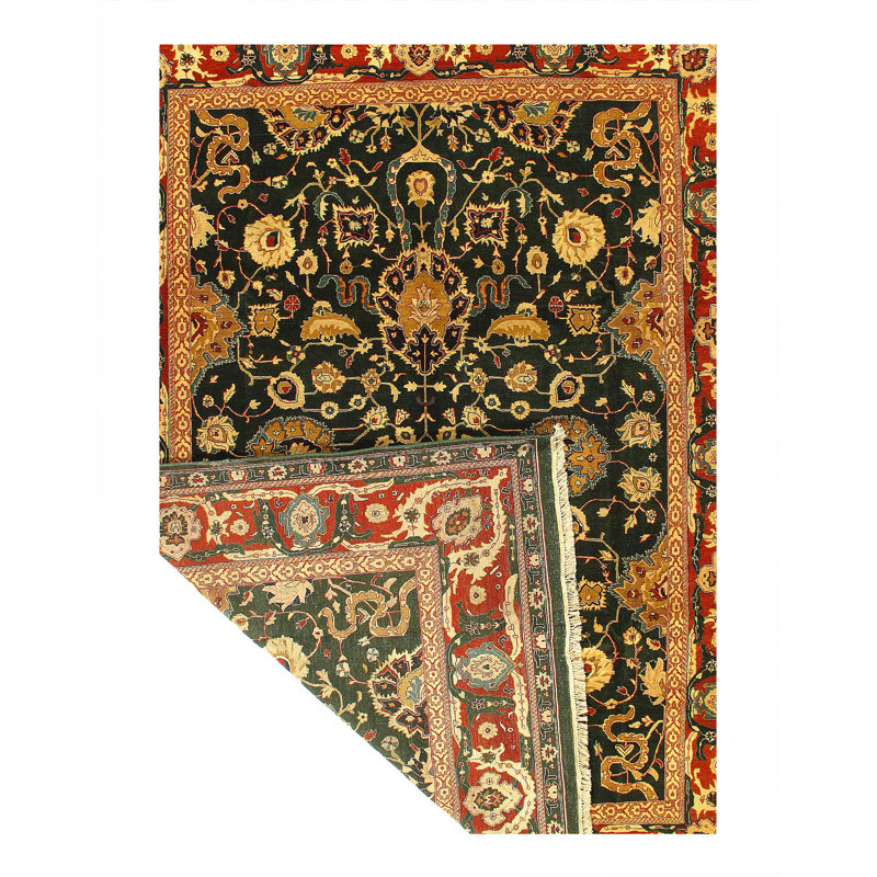 Agra Wool Oriental Area Rug in Red/Black