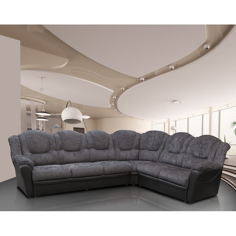 Colin 6 Seater Corner Sofa , Black/Grey