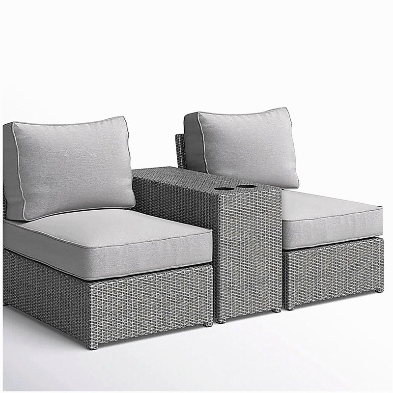 Ensemble de conversation en osier 2 personnes avec coussins LSI All Weather - aucun assemblage requis