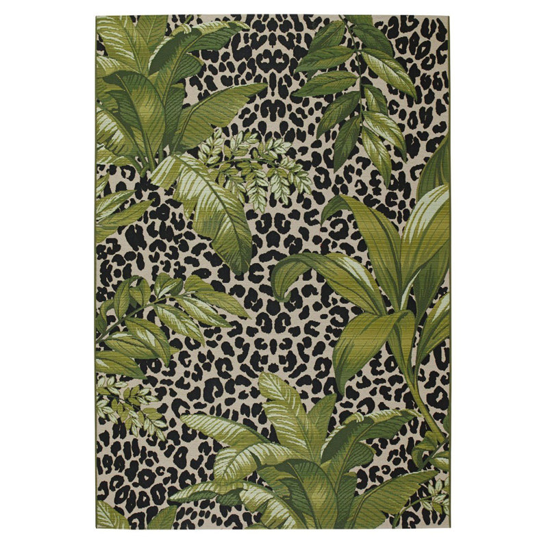 Allem Machine Woven Green Indoor / Outdoor Rug, Rectangle 200 x 285cm