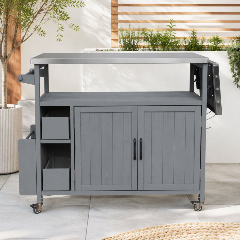 Chariot de cuisine pour l'extérieur 54,33 "Farmhouse, Bois massif