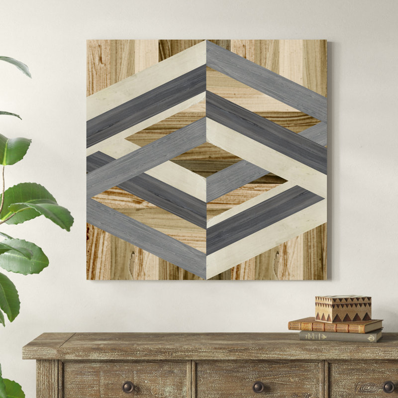 «Geometric Inlay II», peinture sur toile, H 36 po x l 36 po, Toile tendue
