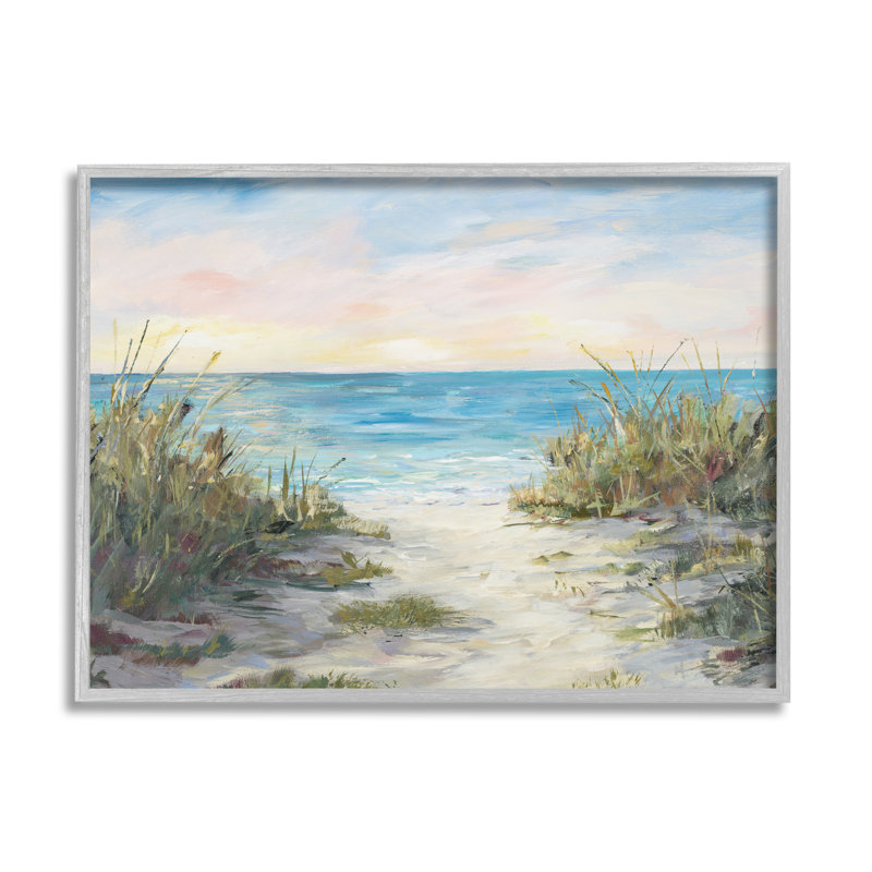 «Highland Dunes Sea Grass Ocean Path», art giclée par Julie Derice, H 16 po x l 20 po x P 1,5 po, Estampe numérique Farmhouse