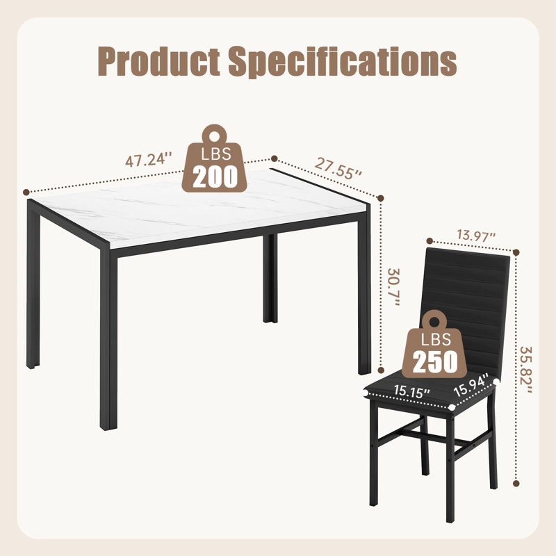 Ensemble repas pour 4 personnes Blomquist, Blanc, Noir