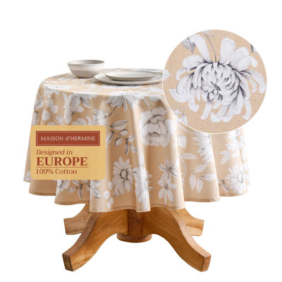 Maison d' Hermine Table Cloth Round Table 100% Cotton 69 Inches Fall Tablecloth Reusable Everyday Use for Thanksgiving Christmas Decorations Dining Farmhouse Party (Pretty Autumn)