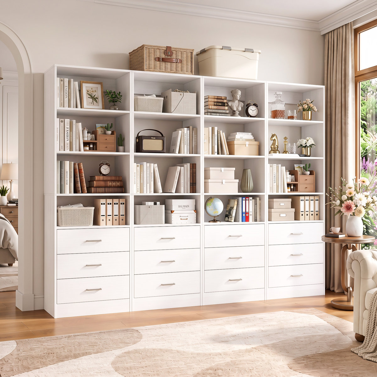 Rebrilliant Closet System with Drawers and Adjustable Open Shelves