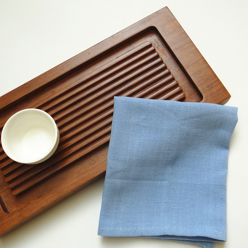 Serviettes de table lavables en coton et lin, Bleu clair