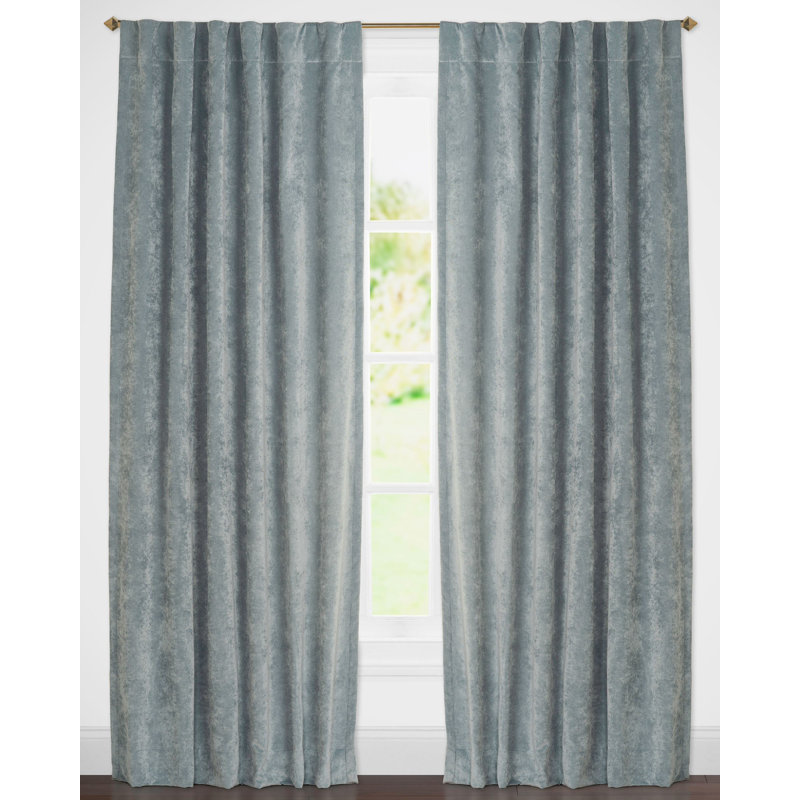 Padma Semi Sheer Curtain Single Panel, Blue