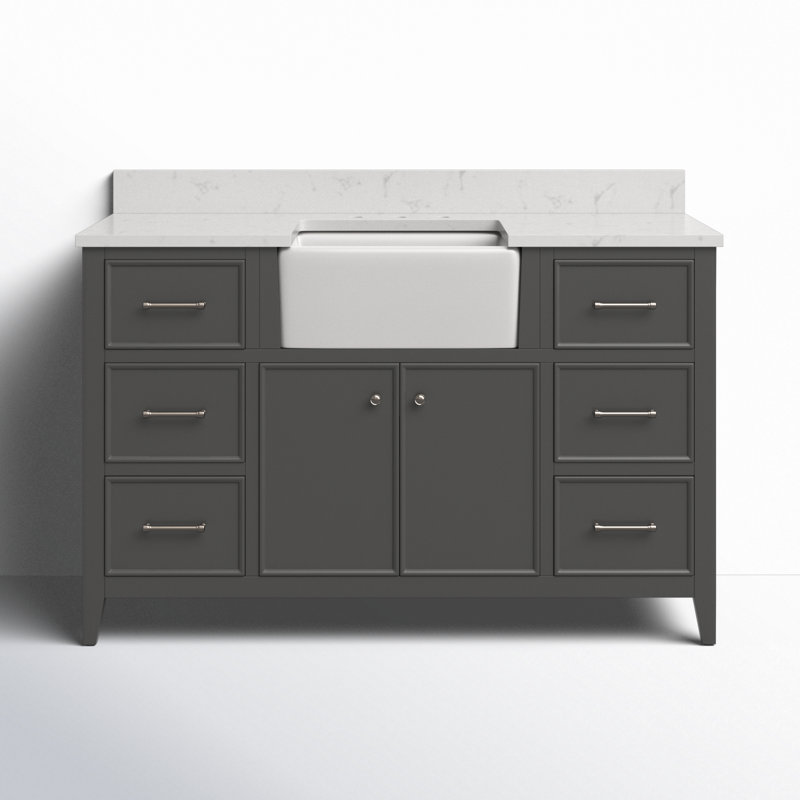 Aisa 54" Single Bathroom Vanity, Gray/Brushed Nickel
