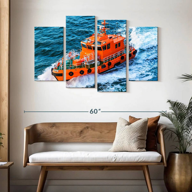 Mehar Coast Guard Rescue Boat, 32" H x 52" W