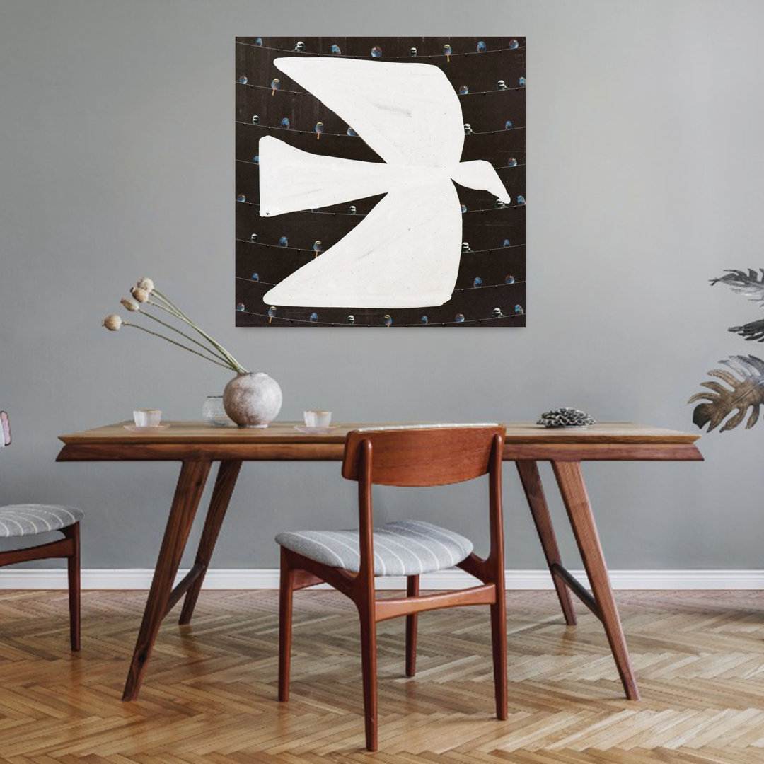 White Peace Dove Serene Contemporary Bird Nature Wall Art Print