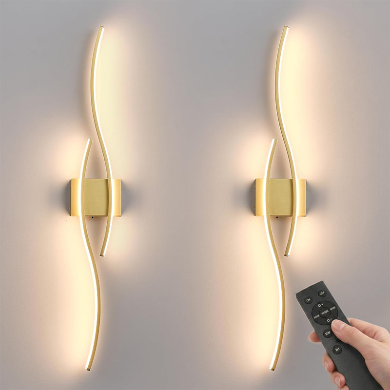 Rechargeable Battery Operated Wall Sconces Wireless LED Wall Lights With Remote Control Dimmable 3 Color/Timer/Memory (Set Of 2)