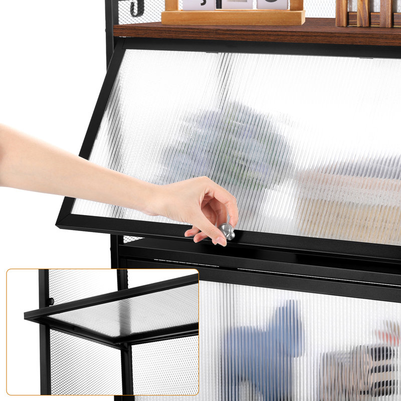 Armoire de rangement à 4 niveaux de 23,62 pouces avec porte PC transparente pour garde-manger