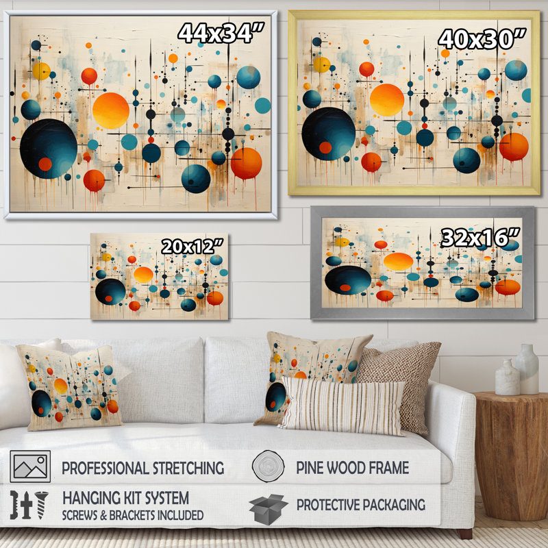 «Green Green Beige Mid Century Abstract Retro III», reproduction d'art sur toile, Cadre simple noir