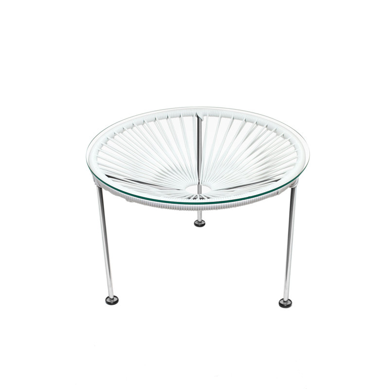 Zicatela Indoor Handmade Coffee Table, Chrome, White