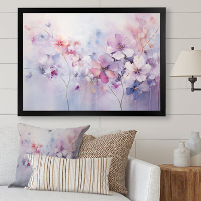 «Purple Dreamy Florals I - Abstract Botanicals», art mural encadré