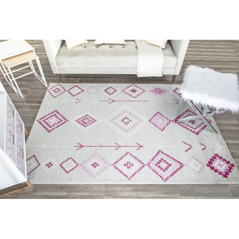 Tapis tribal autochtone fuschia Bodrum, Rectangle 8 pi 9 po x 12 pi