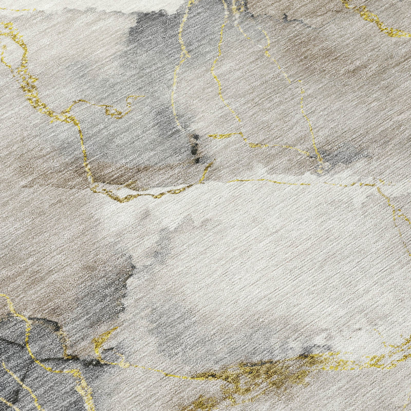 Machine Washable Indoor/Outdoor Chantille ACN2591 Abstract Rug, 10' x 14', Ivory