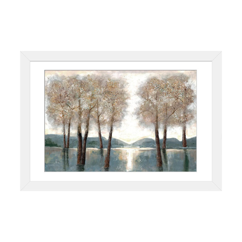 «Approche des bois encadrée sur papier» par Doris Charest, reproduction, H 24 po x l 32 po x P 1 po, Cadre blanc