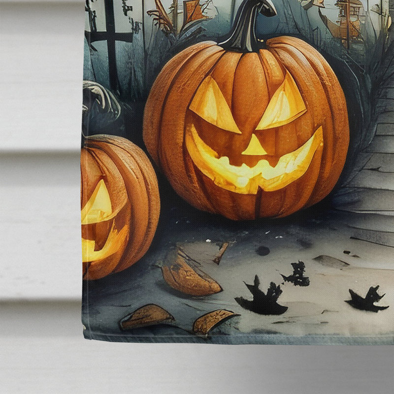 Drapeau de maison d'Halloween squelette effrayant