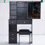 Petite coiffeuse 29,2 po avec tabouret de bureau à gauche et tabouret rembourré, très grand miroir coulissant à droite, rangement multicouche à grande capacité, commode pratique et pratique, convient aux petits espaces-125967603