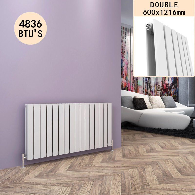 Tanya Horizontal Designer Radiator, White, 60cm H x 121.6cm W x 6.1cm D