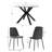 4 - Person Dining Table Sets With Glass Round Table & 4 Upholstered Chenille Chairs-1681749911