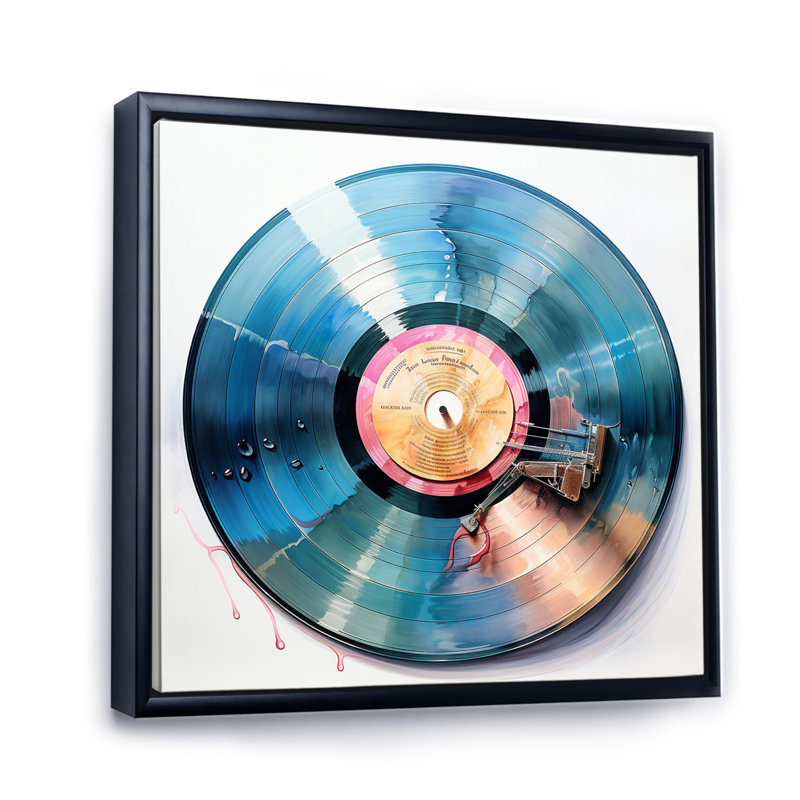 Vinyle, disques vinyle, reflets, Cadre flottant noir, H 36 po x l 36 po x P 1,5 po