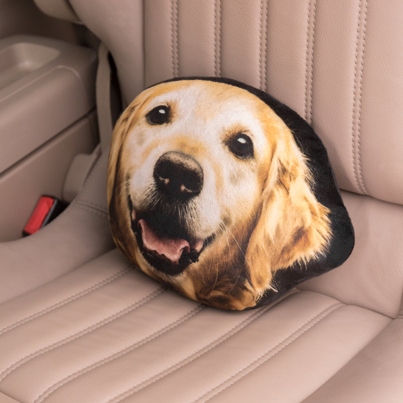 Coussin de tête de voiture mignon avec tête d'animal pour la conduite avec sangle