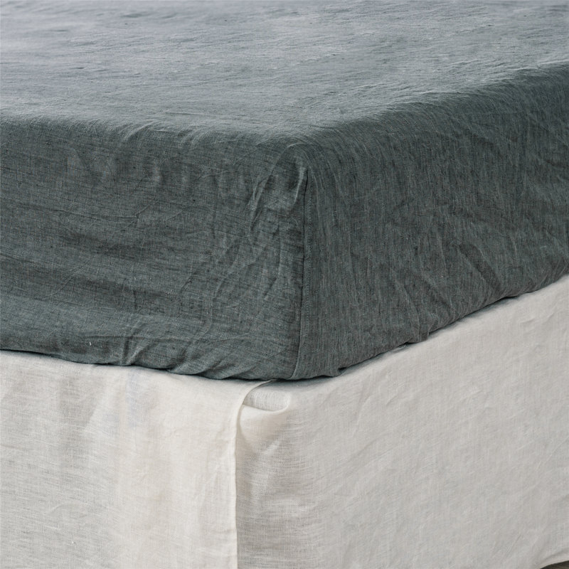 Blue Linen Queen Fitted sheet, California King Fitted Sheet, Iron