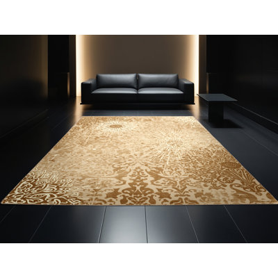 Tapis moelleux moelleux en feutre brun et beige Schroeders