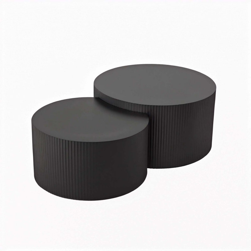 Vertical Stripe Design Nesting Coffee Table Set, Black